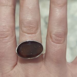 Druzy sterling silver ring